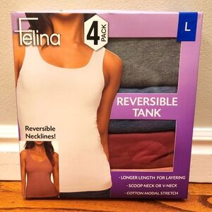 Felina Reversible Tank Tops 4-Pack - White, Gray, Pink